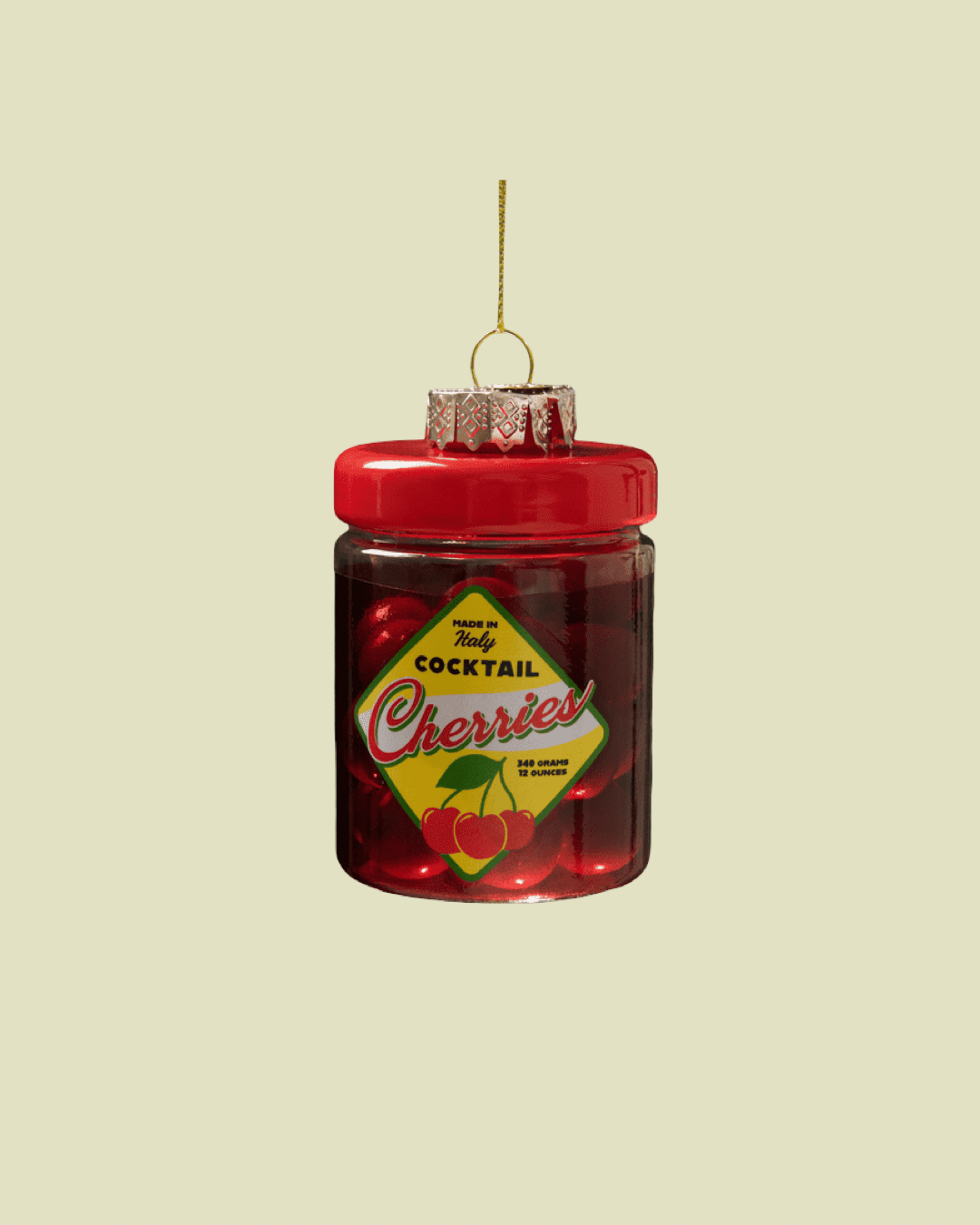 Cocktail Cherries Glass Ornament